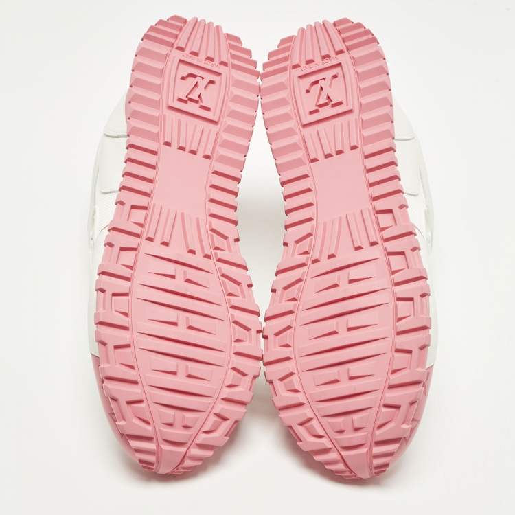 Pre Owned Louis Vuitton Run Away Size 39 White/Pink Leather and Mesh Low Top Sneakers