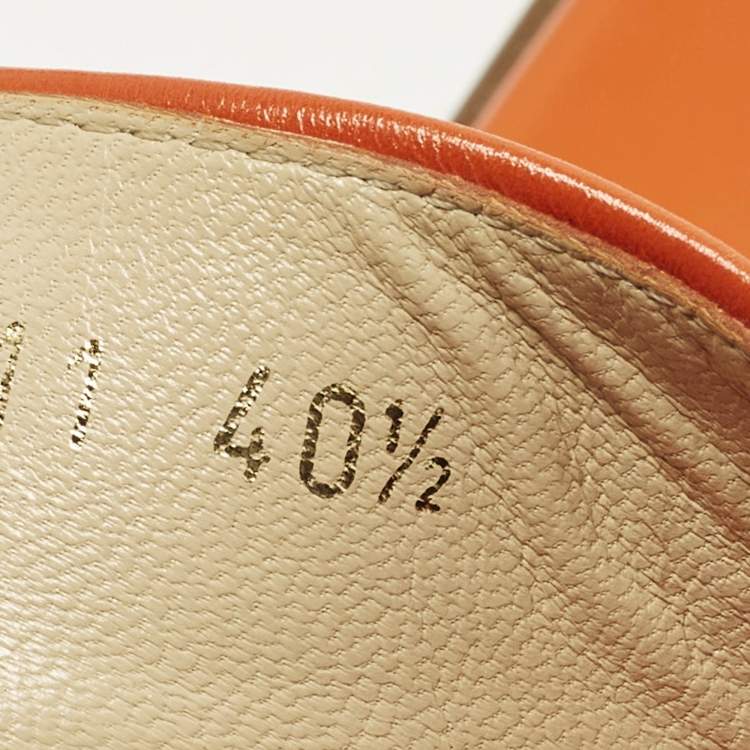 Pre Owned Louis Vuitton Size 40.5 Orange Leather Thong Flat Slide