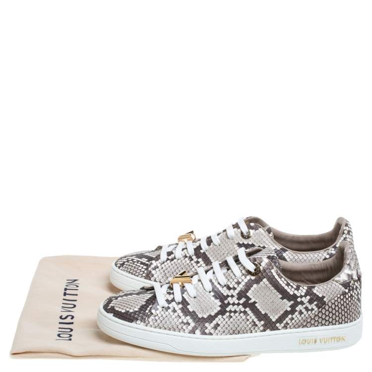 Pre Owned Louis Vuitton Two Tone Python Leather Front Row Lace Up Sneakers Size 36.5