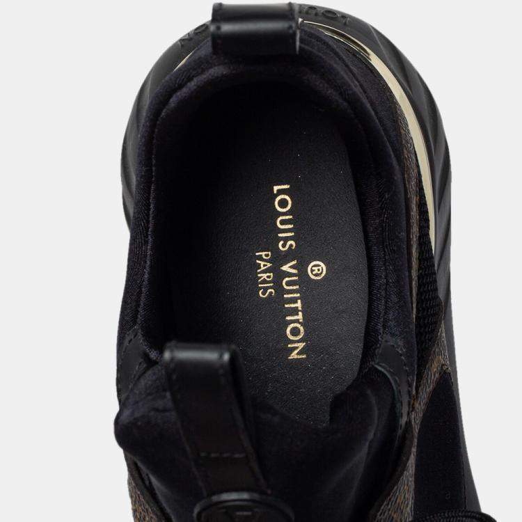 Pre Owned Louis Vuitton Black Leather and Monogram Canvas Trainers Sneakers Size 39