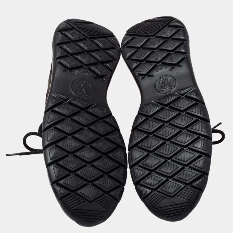 Pre Owned Louis Vuitton Black Leather and Monogram Canvas Trainers Sneakers Size 39