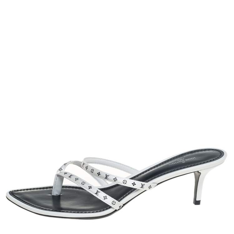 Louis Vuitton Grey Monogram Denim Slide Sandals Size 39.5 Louis Vuitton