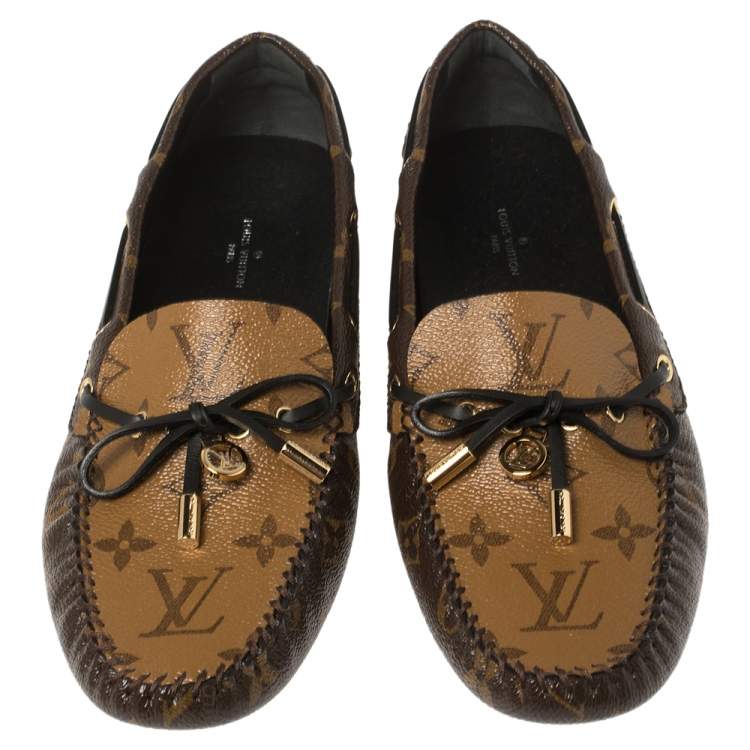 مملوكة مسبقًا Louis Vuitton Brown Monogram Canvas Gloria Flat Loafers Size 39