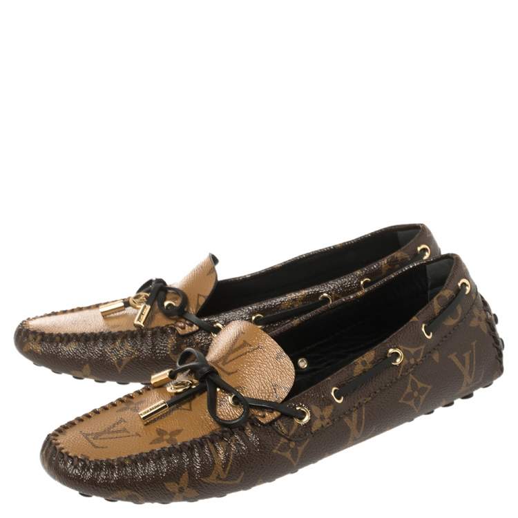 مملوكة مسبقًا Louis Vuitton Brown Monogram Canvas Gloria Flat Loafers Size 39