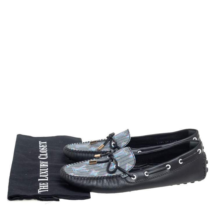 Pre Owned Louis Vuitton Blue LV Pop Monogram Canvas Gloria Loafers Size 40.5
