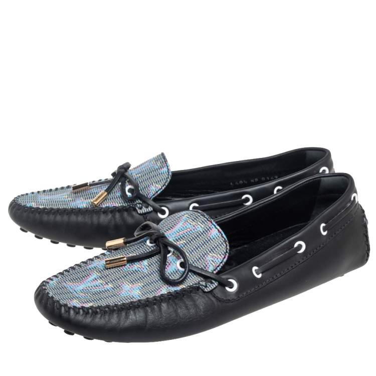 Pre Owned Louis Vuitton Blue LV Pop Monogram Canvas Gloria Loafers Size 40.5