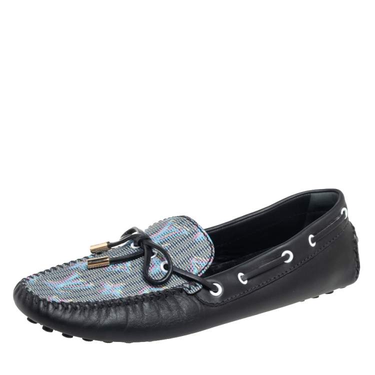 Pre Owned Louis Vuitton Blue LV Pop Monogram Canvas Gloria Loafers Size 40.5