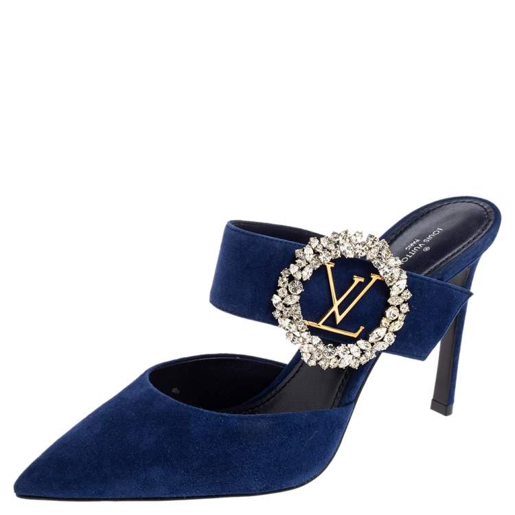 Louis Vuitton Blue Suede Madeleine Mules Size 41 Louis Vuitton