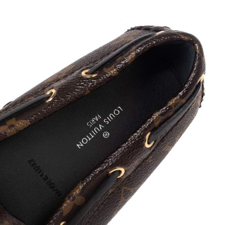 Pre Owned Louis Vuitton Brown Monogram Canvas Gloria Flat Loafers Size 36