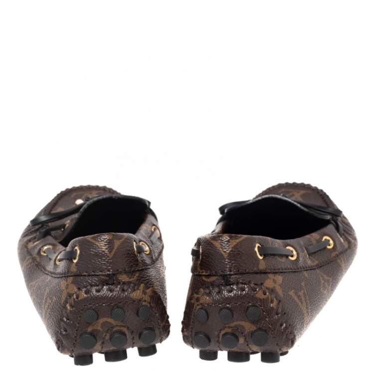 Pre Owned Louis Vuitton Brown Monogram Canvas Gloria Flat Loafers Size 36