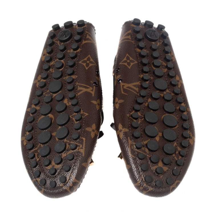 Pre Owned Louis Vuitton Brown Monogram Canvas Gloria Flat Loafers Size 36