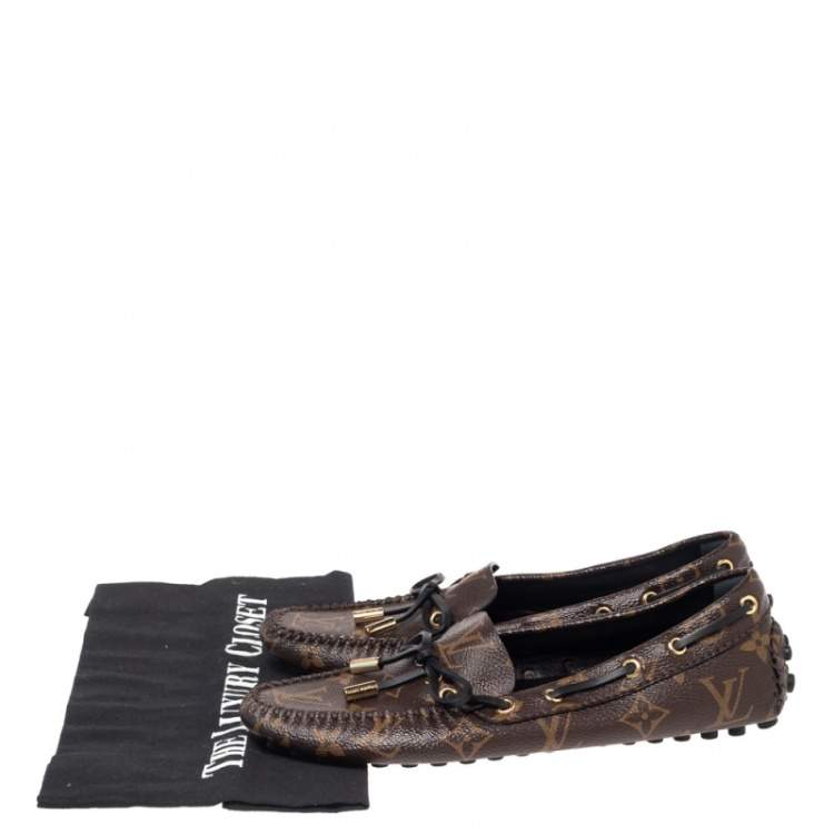 Pre Owned Louis Vuitton Brown Monogram Canvas Gloria Flat Loafers Size 36