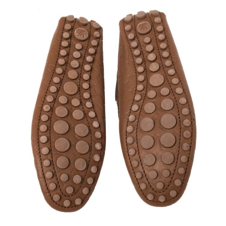 Pre Owned Louis Vuitton Brown Leather Gloria Slip On Loafers Size 36