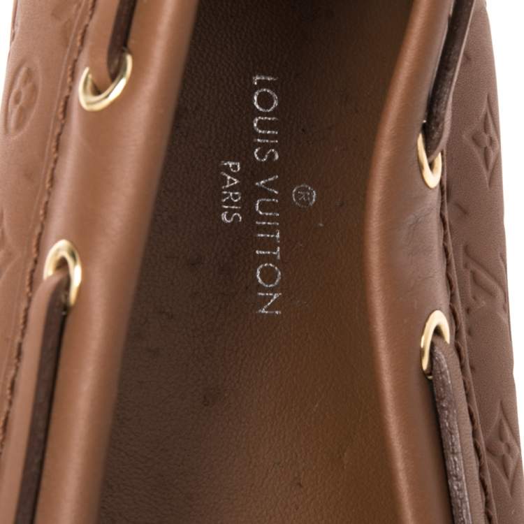 Pre Owned Louis Vuitton Brown Leather Gloria Slip On Loafers Size 36