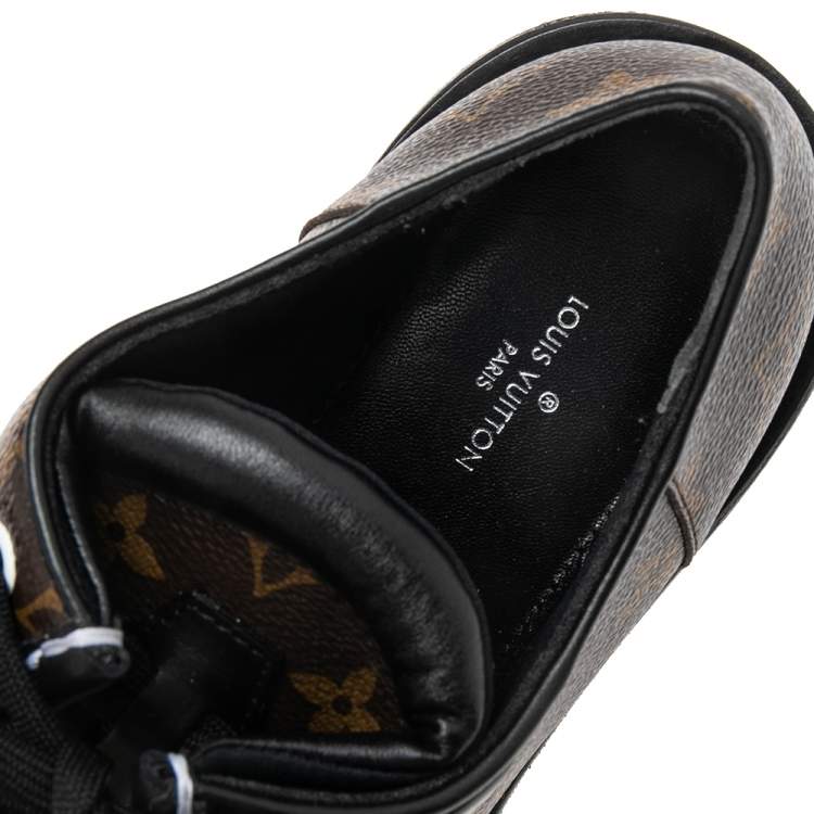 Pre Owned Louis Vuitton Black/Brown Leather And Coated Canvas Beaubourg Platform Derby Size 39.5