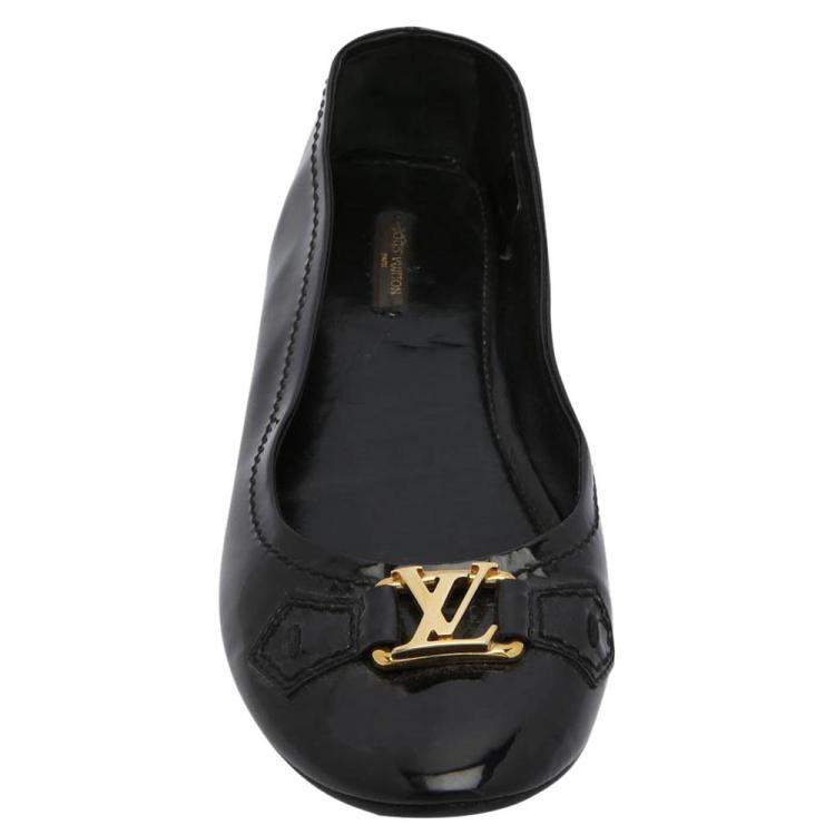 Louis Vuitton Black Vernis Leather Oxford Ballet Flats Size 38.5