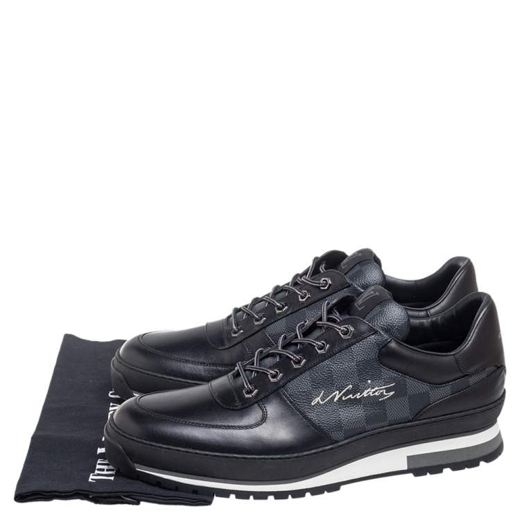 مملوكة مسبقًا Louis Vuitton Damier Graphite Coated Canvas and Black Leather Harlem Low-Top Sneakers Size 40