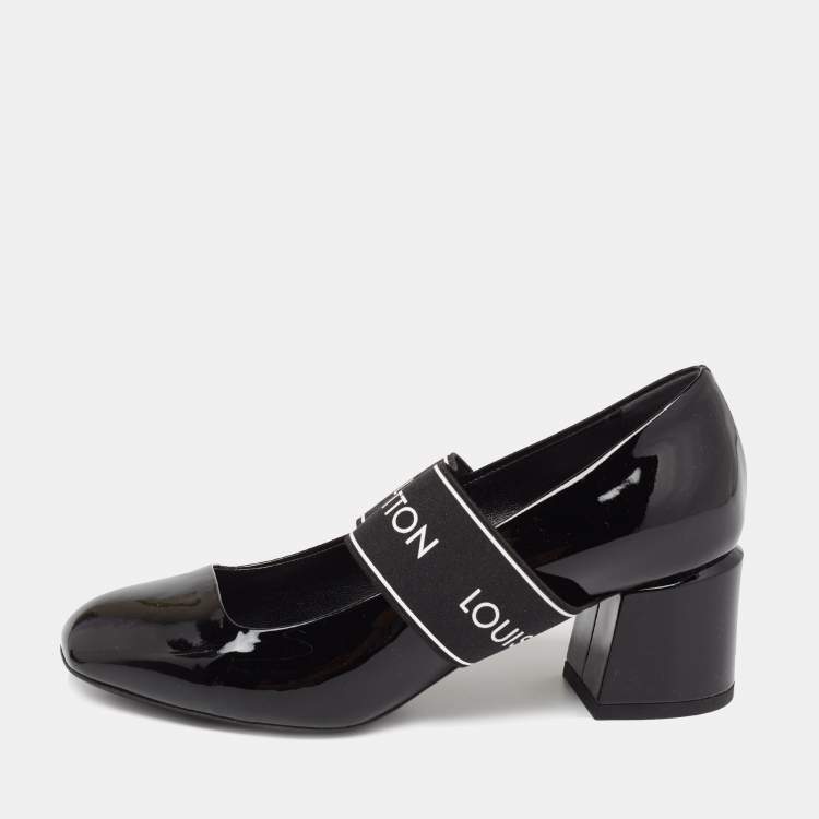 Louis Vuitton Black Patent Leather Studded Graceful Block Heel Pumps Size  36 Louis Vuitton