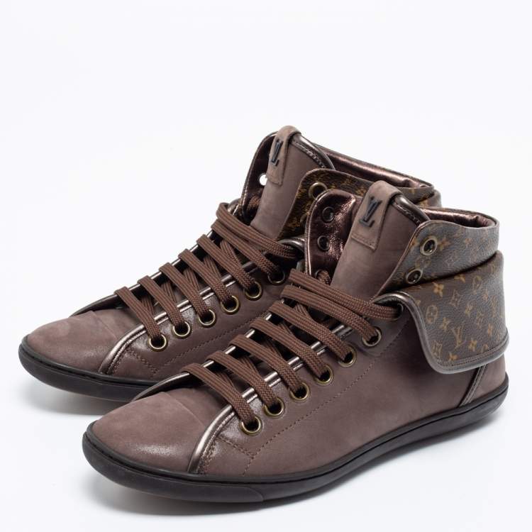 Louis Vuitton Multicolor Monogram Nubuck Leather & Knit Fabric Brea Sneaker  Boots Size 36.5 Louis Vuitton