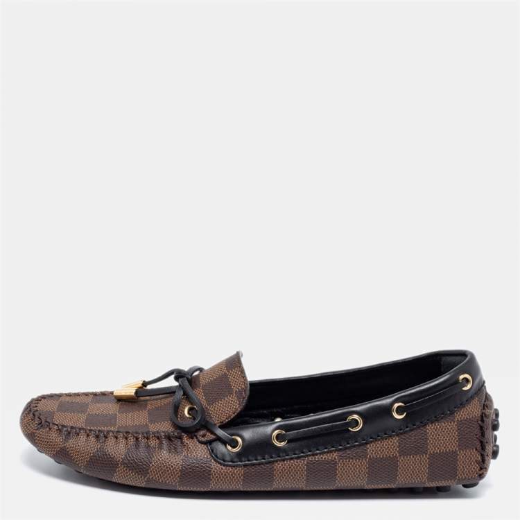 Pre Owned Louis Vuitton Damier Ebene Gloria Middle East Exclusive Flat Loafers Size 38