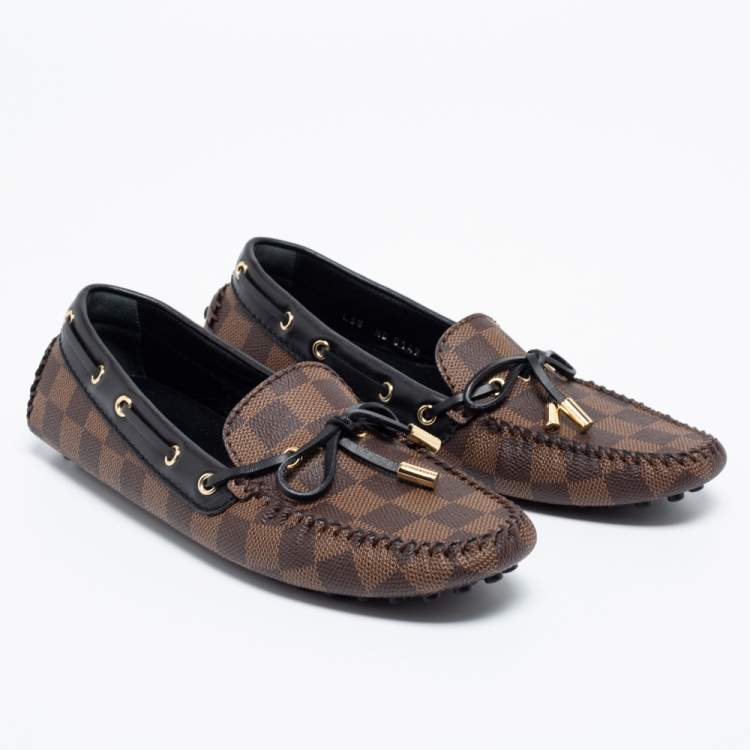 Pre Owned Louis Vuitton Damier Ebene Gloria Middle East Exclusive Flat Loafers Size 38