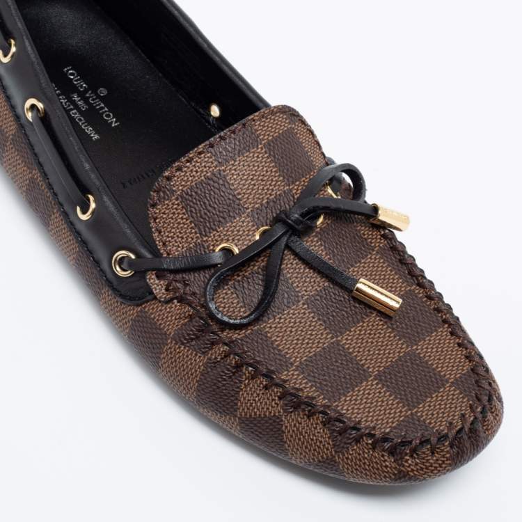 Pre Owned Louis Vuitton Damier Ebene Gloria Middle East Exclusive Flat Loafers Size 38