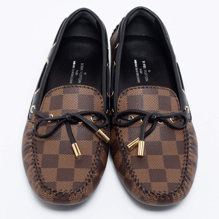 Pre Owned Louis Vuitton Damier Ebene Gloria Middle East Exclusive Flat Loafers Size 38