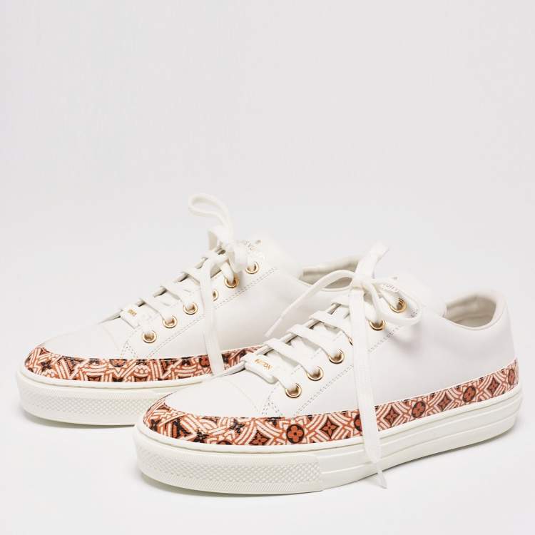 Louis Vuitton White Leather And Coated Canvas Stellar Low Top Sneakers Size  36.5 Louis Vuitton