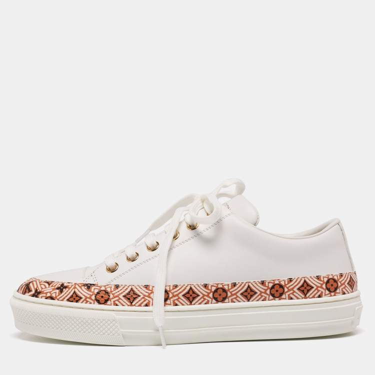 Louis Vuitton White Leather And Coated Canvas Stellar Low Top