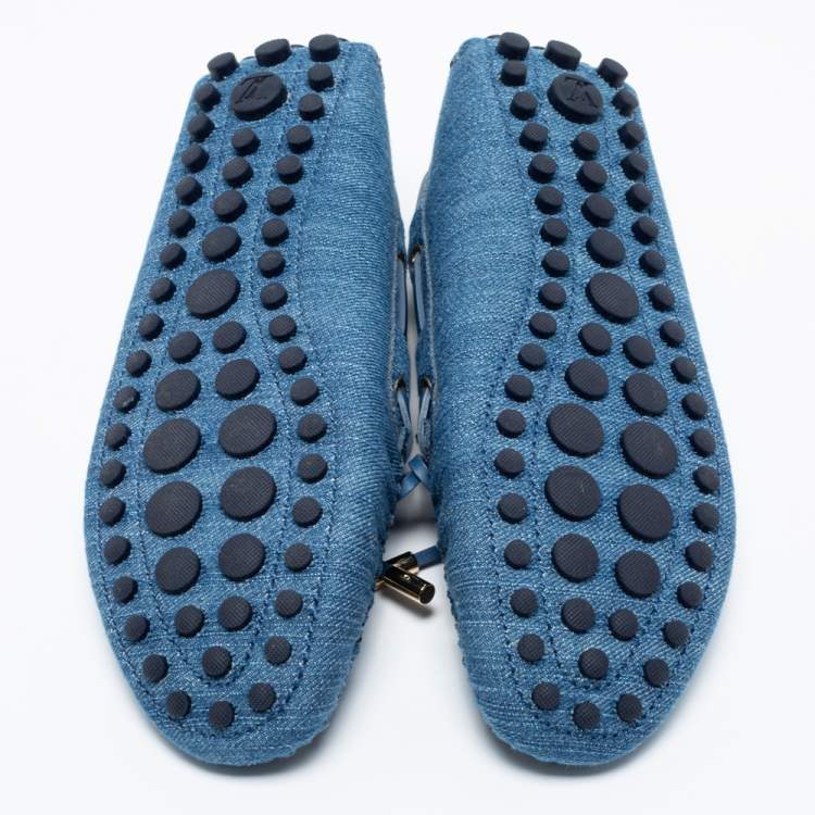 Pre Owned Louis Vuitton Blue Monogram Denim Gloria Loafers Size 36.5