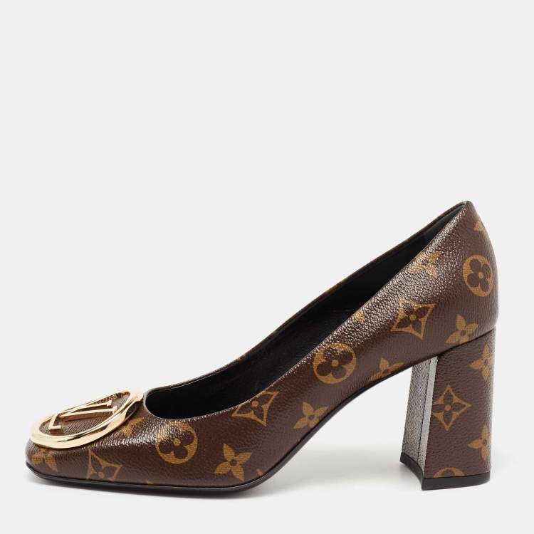 Louis Vuitton Brown Monogram Canvas Madeleine Slingback Pumps Size 38 Louis  Vuitton