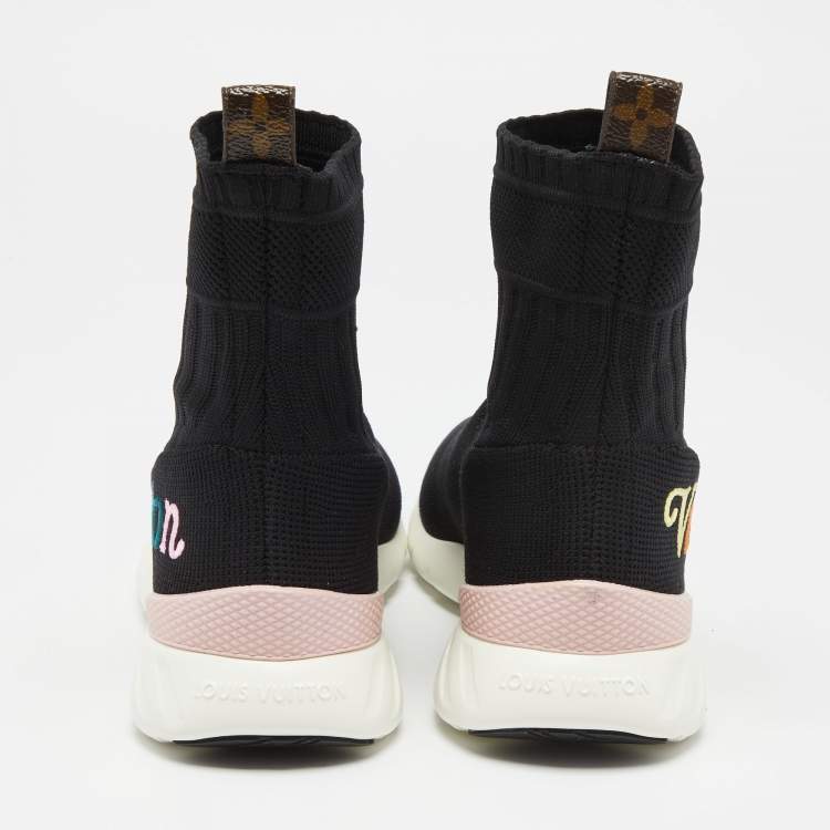 Pre Owned Louis Vuitton Black Knit Fabric Aftergame High-Top Sneakers Size 36
