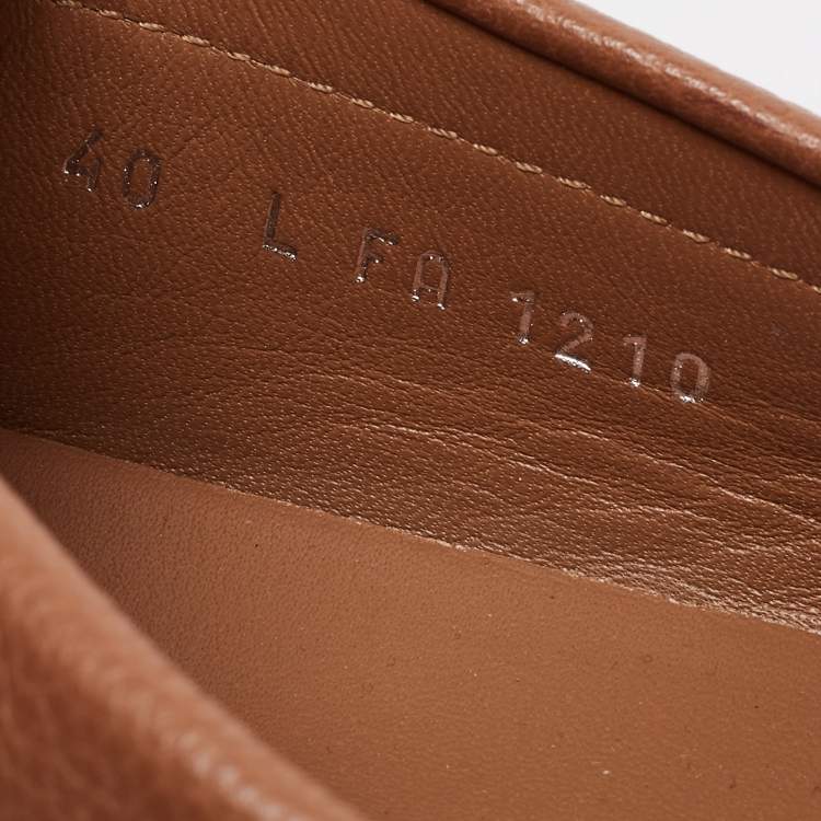 Pre Owned Louis Vuitton Brown Leather Slip On Loafers Size 40