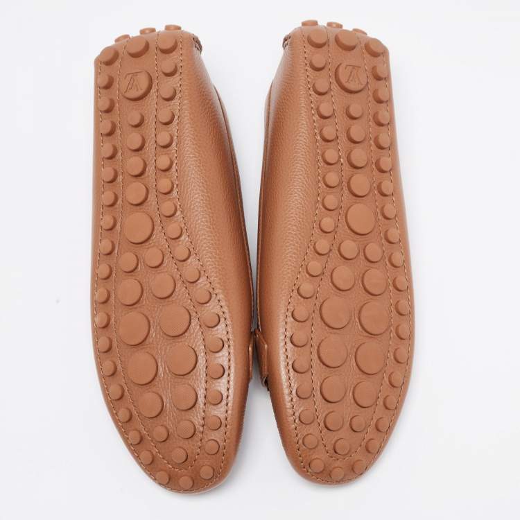 Pre Owned Louis Vuitton Brown Leather Slip On Loafers Size 40