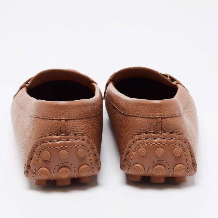 Pre Owned Louis Vuitton Brown Leather Slip On Loafers Size 40
