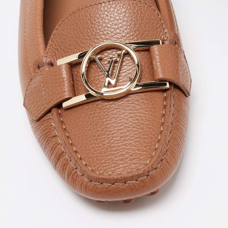 Pre Owned Louis Vuitton Brown Leather Slip On Loafers Size 40