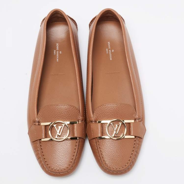 Pre Owned Louis Vuitton Brown Leather Slip On Loafers Size 40