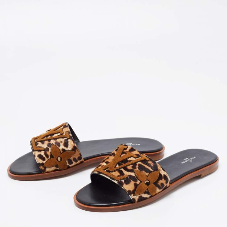 Louis Vuitton Leather Printed Slides - Brown Sandals, Shoes