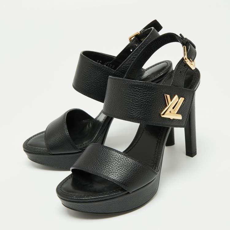 Louis Vuitton Black Leather Horizon Ankle Strap Sandals Size 39