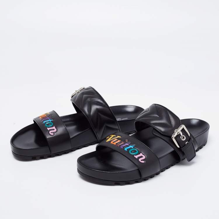 vægt høflighed Omsorg Louis Vuitton Black Leather Wave Bom Dia Mule Sandals Size 41 Louis Vuitton  | TLC