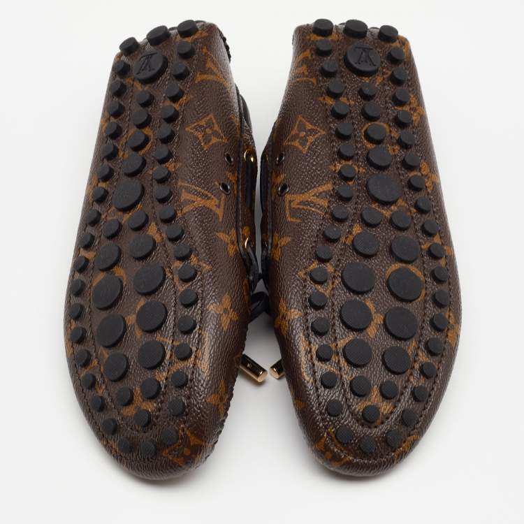 Pre Owned Louis Vuitton Brown Monogram Canvas Gloria Bow Slip On Loafers Size 36