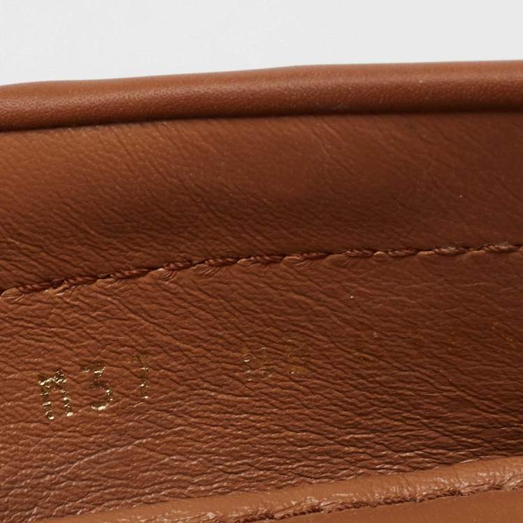 Pre Owned Louis Vuitton Brown Monogram Empreinte Leather Gloria Slip On Loafers Size 37