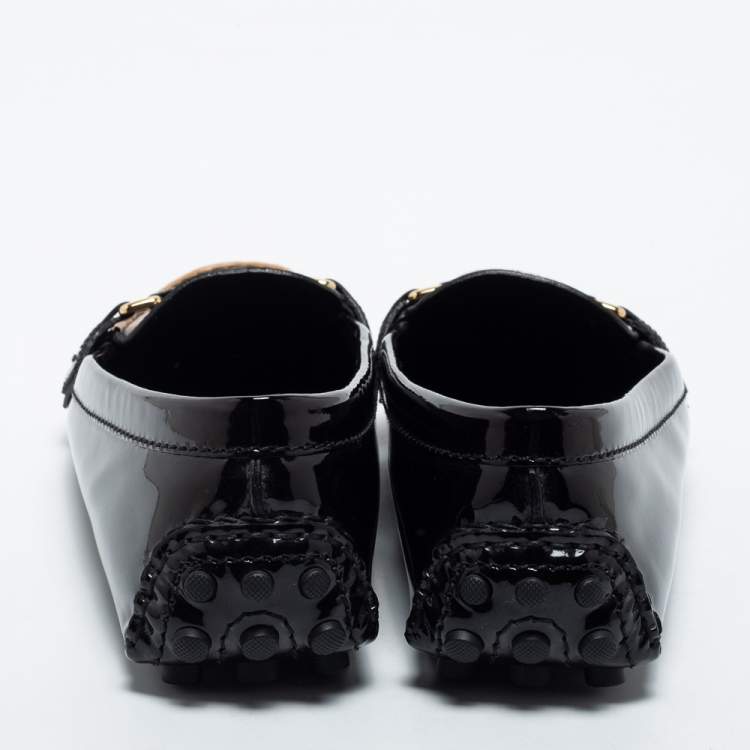 مملوكة مسبقًا Louis Vuitton Black/Beige Patent Leather Oxford Loafers Size 38