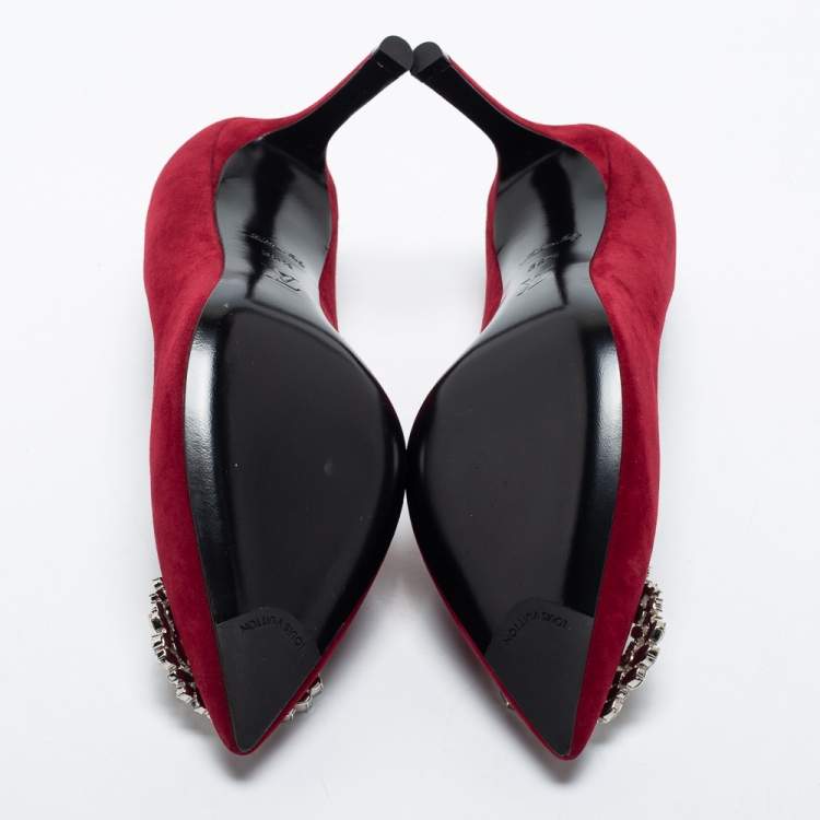 Pre Owned Louis Vuitton Burgundy Suede Madeleine Pumps Size 38.5