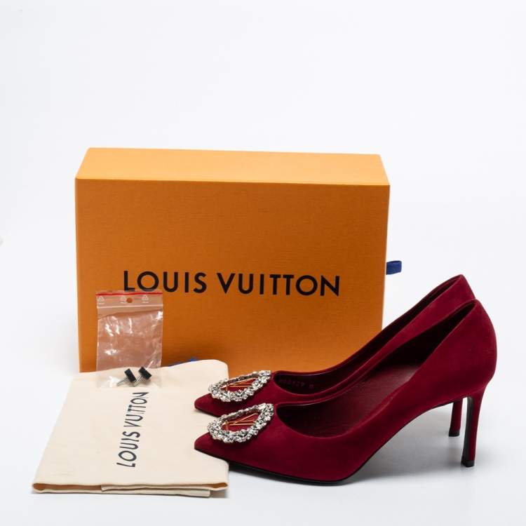 Pre Owned Louis Vuitton Burgundy Suede Madeleine Pumps Size 38.5