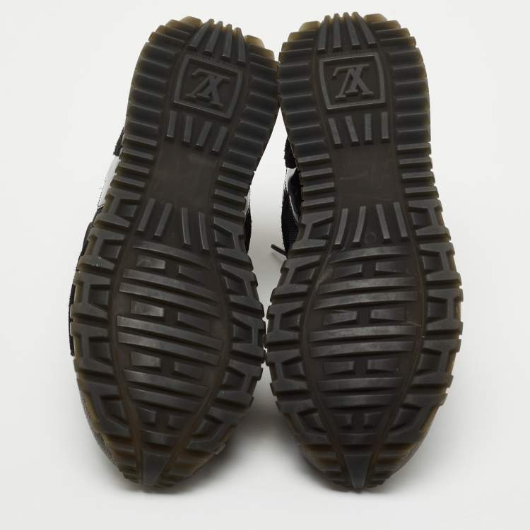 Pre Owned Louis Vuitton Black/Brown Mesh, Suede and Monogram Canvas Run Away Sneakers Size 36