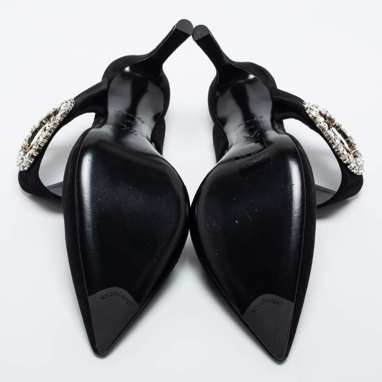 Pre Owned Louis Vuitton Black Suede Madeleine Pointed Toe Mules Size 39