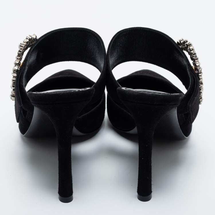Pre Owned Louis Vuitton Black Suede Madeleine Pointed Toe Mules Size 39