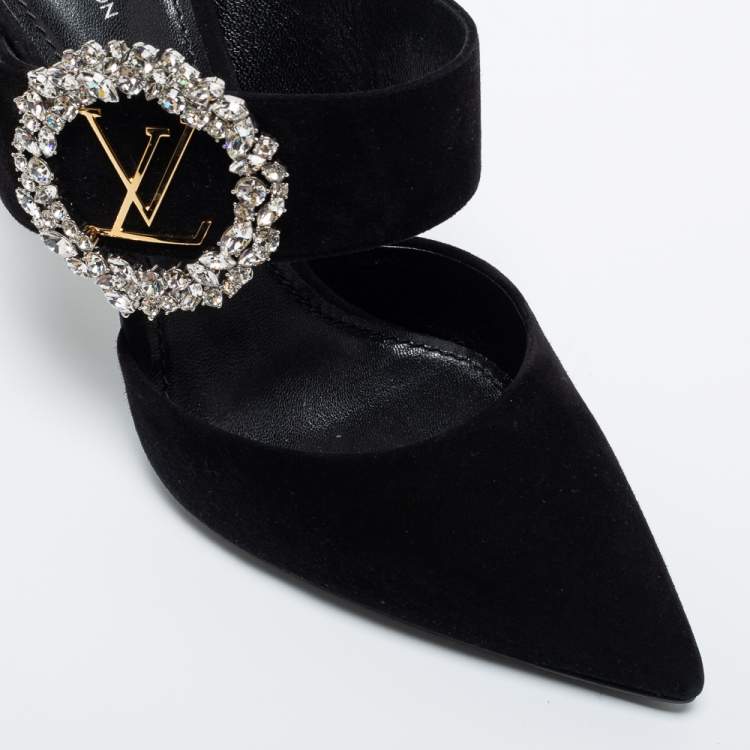 Pre Owned Louis Vuitton Black Suede Madeleine Pointed Toe Mules Size 39