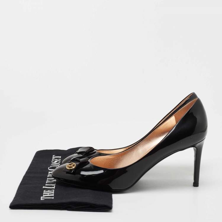 Pre Owned Louis Vuitton Black Patent Leather Fiance Pumps Size 39